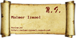 Malmer Izmael névjegykártya